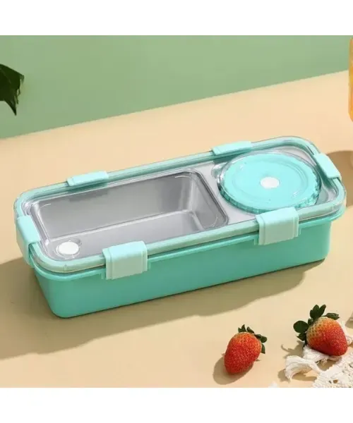 2 GRID  BENTO LUNCH BOX WITH SAUCE BOWL (stainless steel) – KIDS ESSENTIALS | Peekaboo Kids Mart