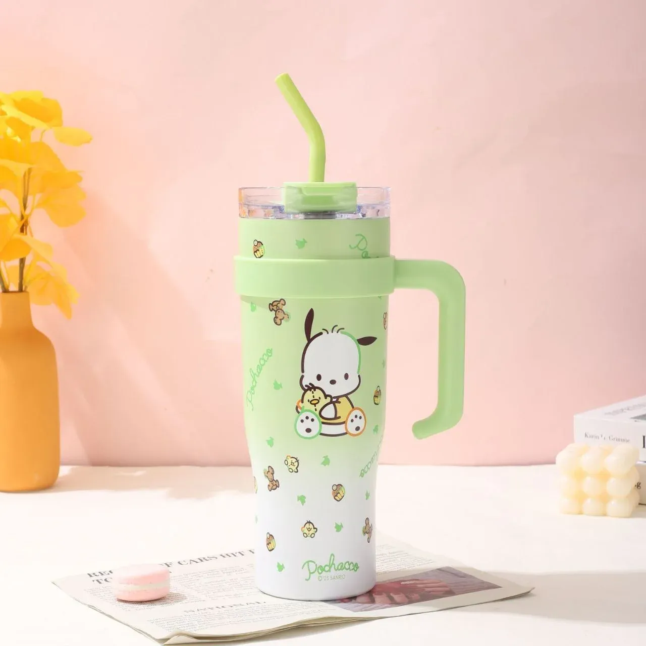 1200ml INSULATED TUMBLER WITH STEEL STRAW AND HANDLE-AIRTIGHT & LEAKPROOF | Peekaboo Kids Mart
