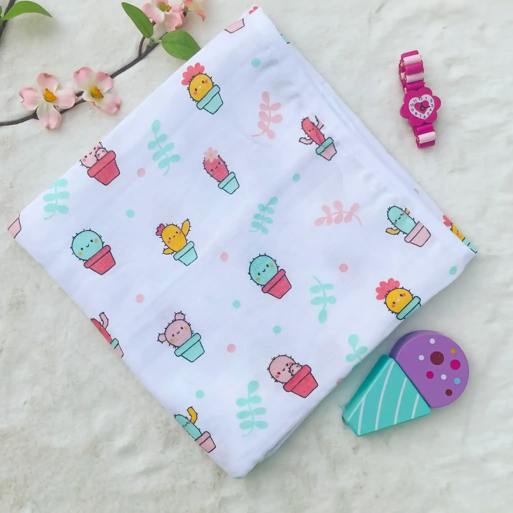 Colourful Cactus Hooded Towel -75*75cm - 2 layer – BABY CLOTHING | Peekaboo Kids Mart