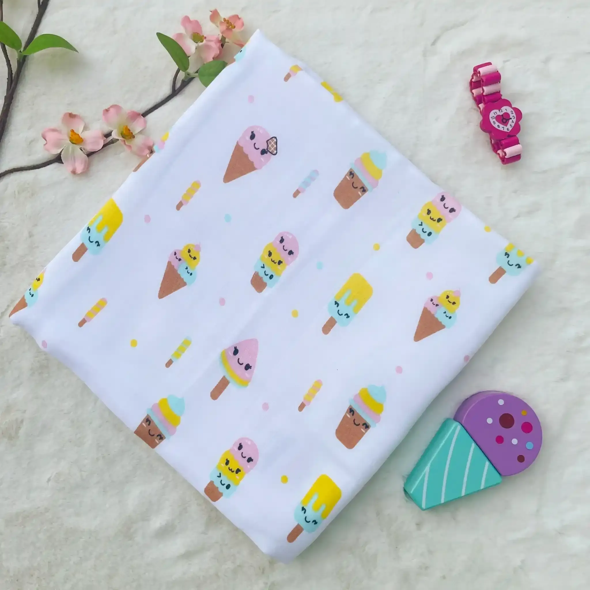 Icecream Sticks Hooded Towel -75*75cm - 2 layer – BABY CLOTHING | Peekaboo Kids Mart