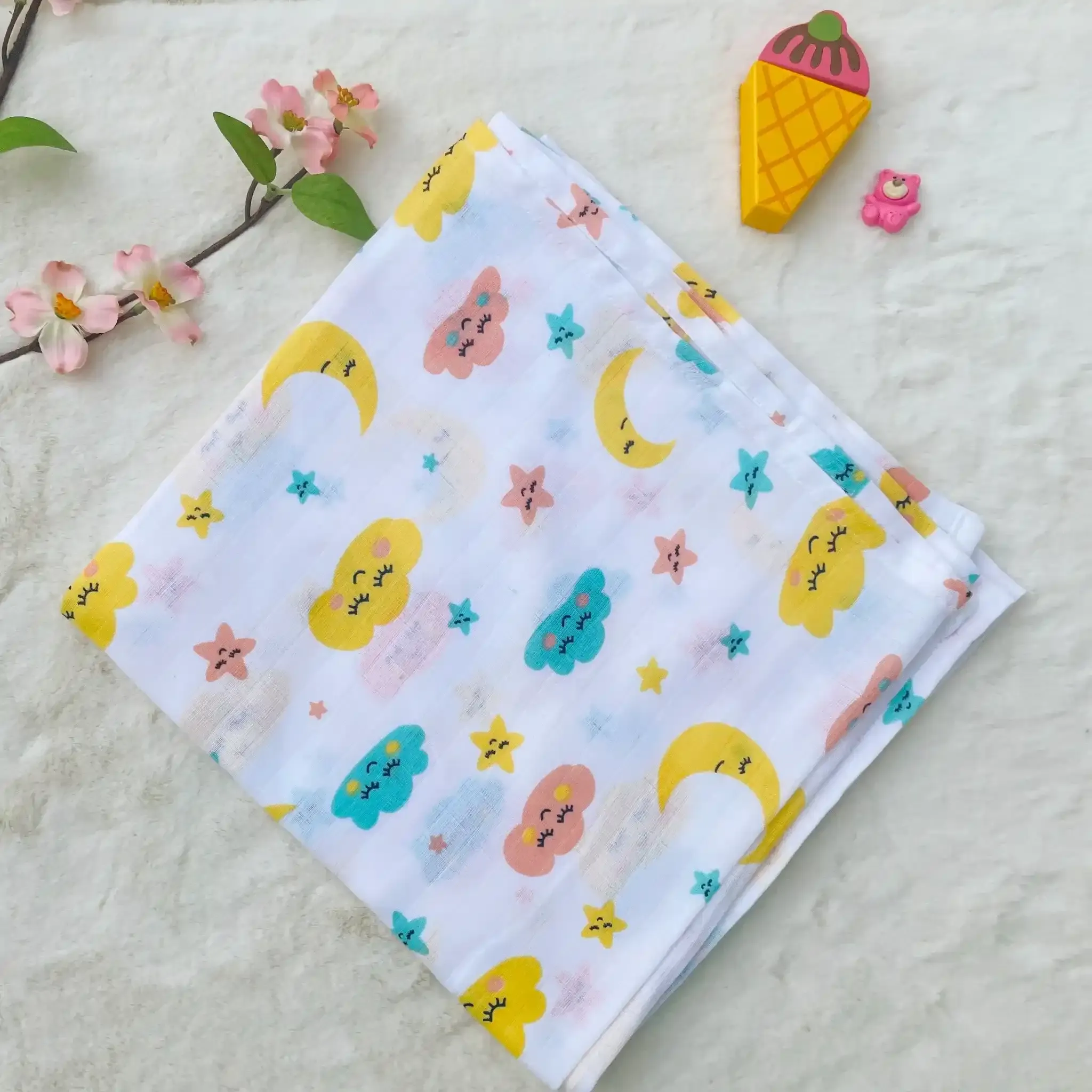 Clouds & Stars Swaddle -100*100cm – BABY CLOTHING | Peekaboo Kids Mart