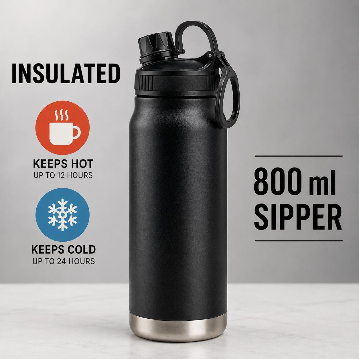 750ml Stainless Steel Insulated Water Bottle â€“ Leakproof Hot & Cold Flask | Peekaboo Kids Mart