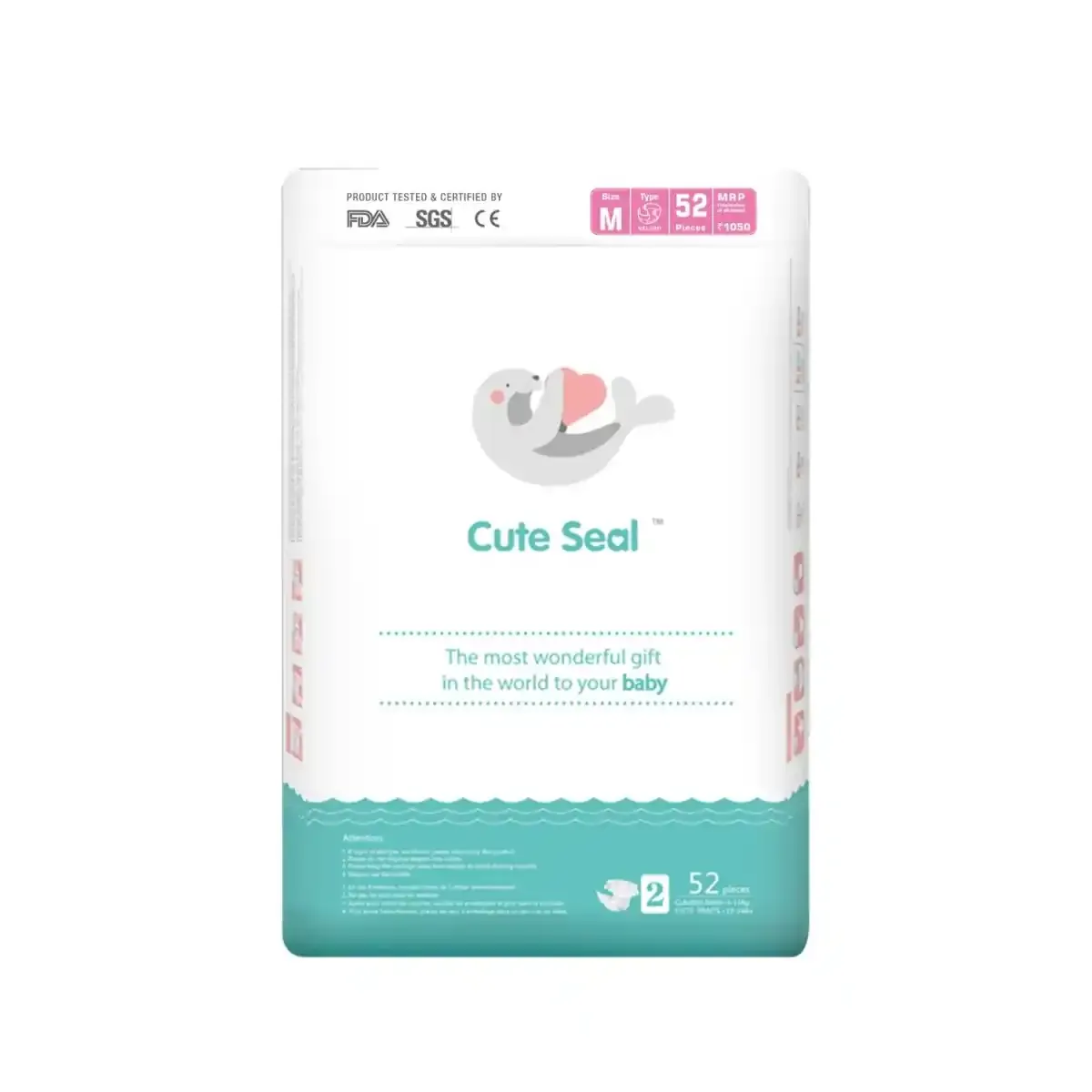 cuteseal diapers medium velcro tape 6 to 11 kgs 52 pcs – Cuteseal Diaper | Peekaboo Kids Mart