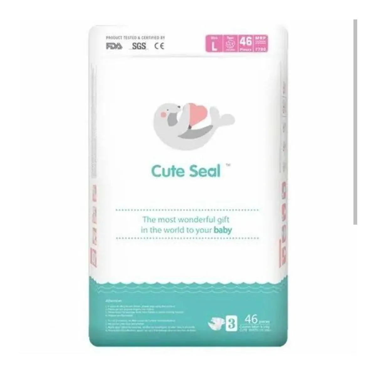 Cuteseal Large Velcro Baby Diapers 9 to 14 Kg 46 Pcs – Cuteseal Diaper | Peekaboo Kids Mart
