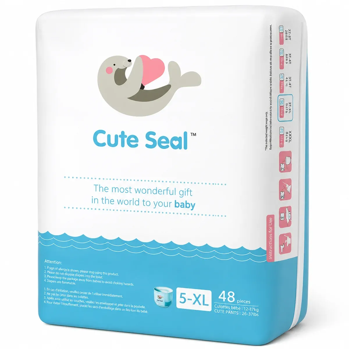 Cuteseal XL Pant Baby Diapers 12 to 17 Kg 48 Pcs – Cuteseal Diaper | Peekaboo Kids Mart