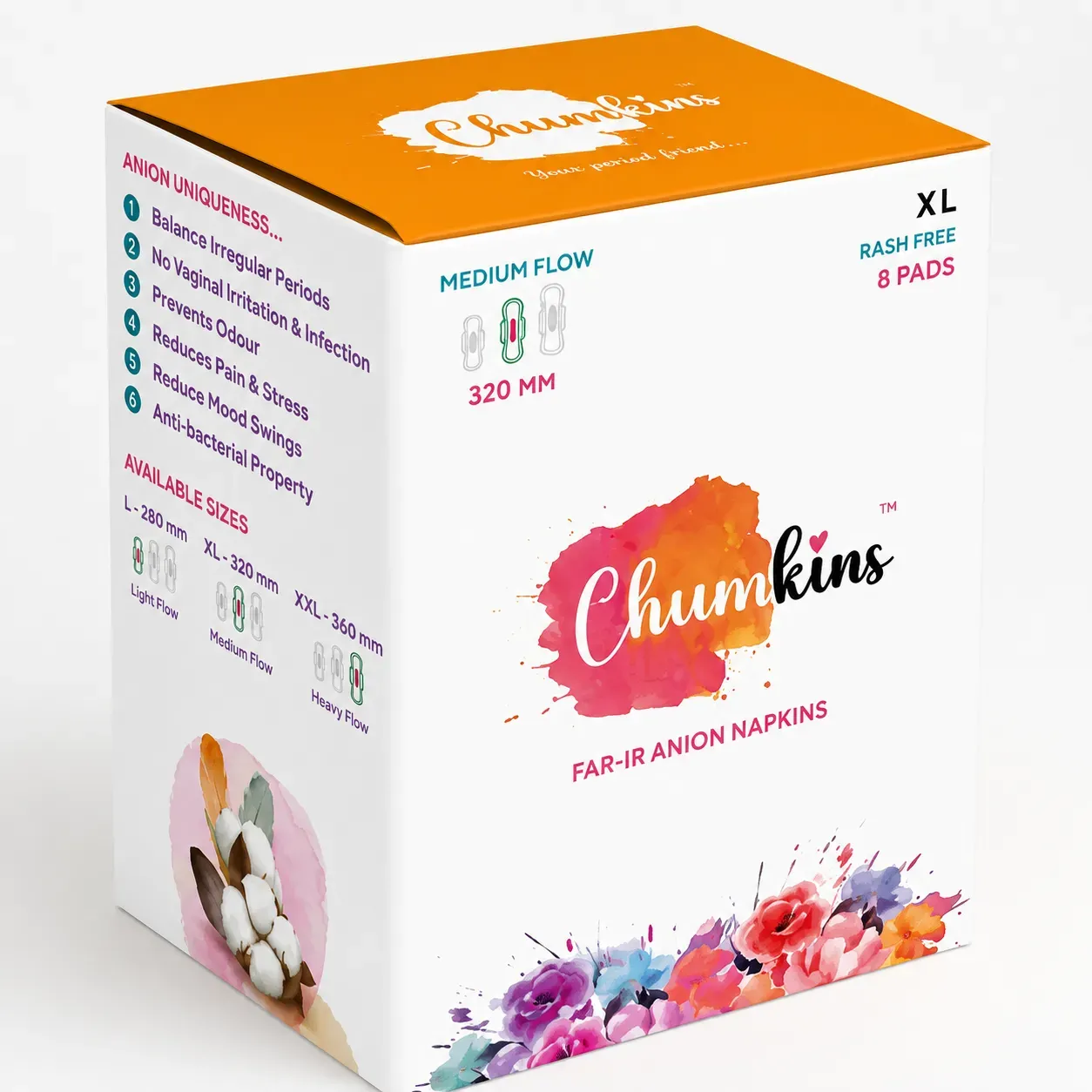 ANION XL - 320MM- 8 pads (BUY 1 GET 1 FREE OFFER) – ORGANIC WOMEN SANITARY NAPKIN | Peekaboo Kids Mart