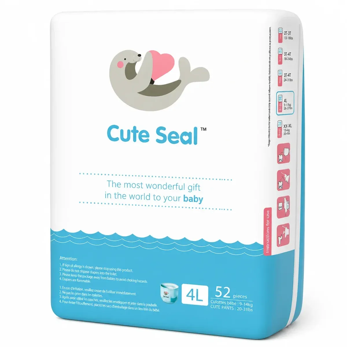 Cuteseal Large Pant Baby Diapers 9 to 14 Kgs 52 Pcs – Cuteseal Diaper | Peekaboo Kids Mart