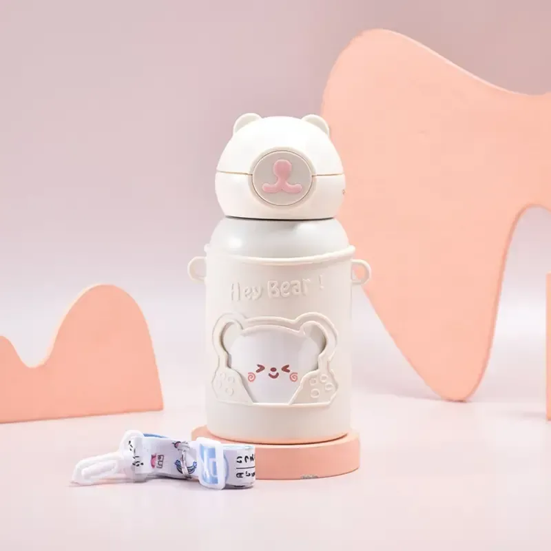 Cute Bear Insulated Stainless Steel Kids Water Bottle 500ml – KIDS ESSENTIALS | Peekaboo Kids Mart