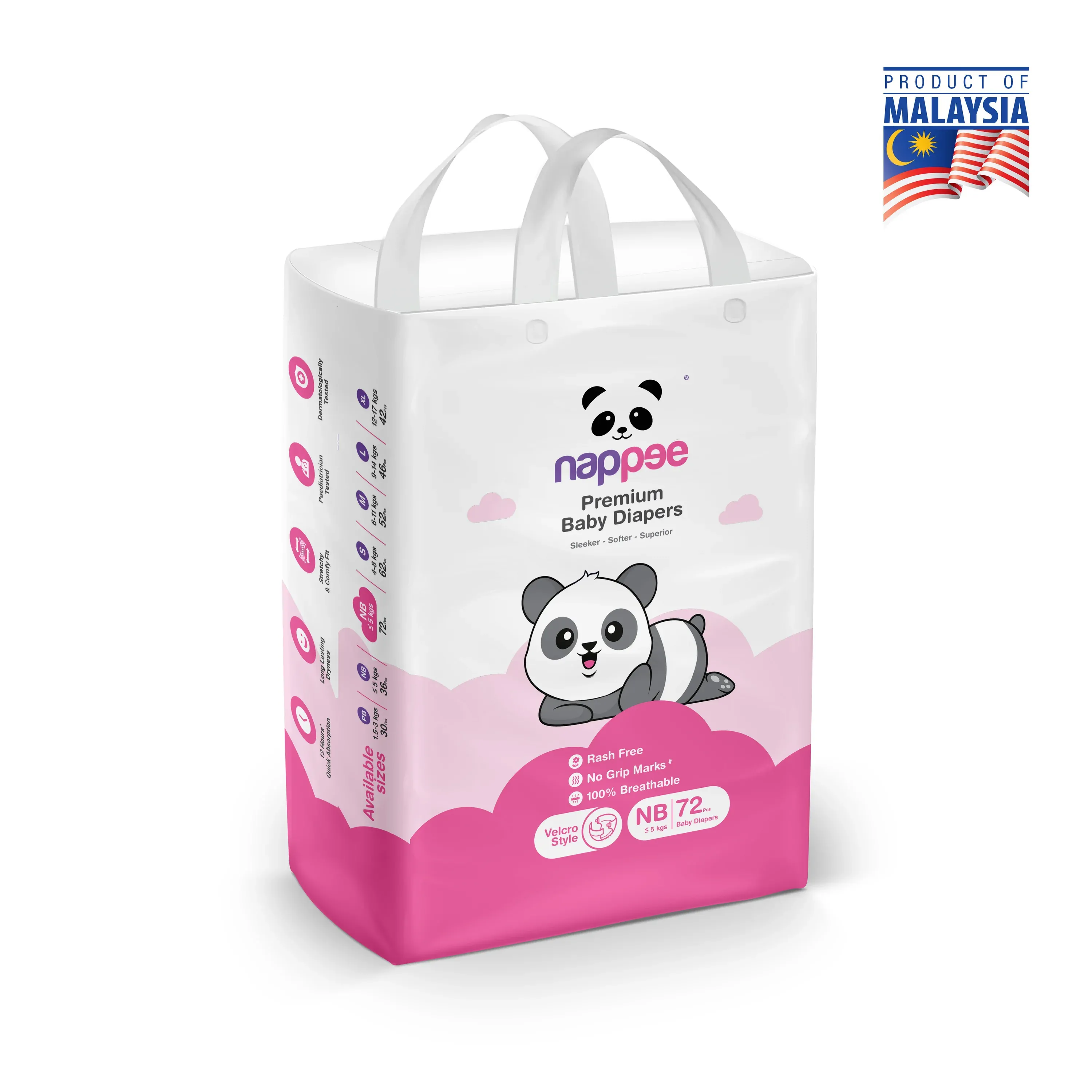 nappee new born 0-5kgs 72 pcs pack | Peekaboo Kids Mart